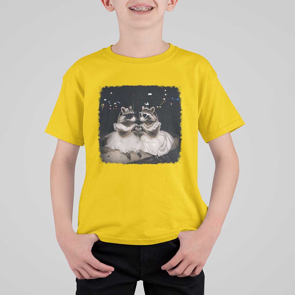 Funny Lesbian Raccoon Engagement T Shirt For Kid LGBTQ Pride Gift