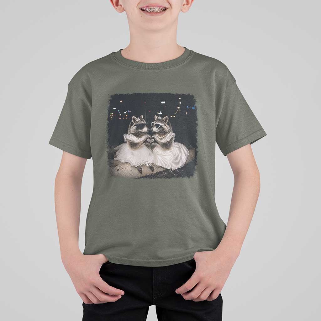 Funny Lesbian Raccoon Engagement T Shirt For Kid LGBTQ Pride Gift