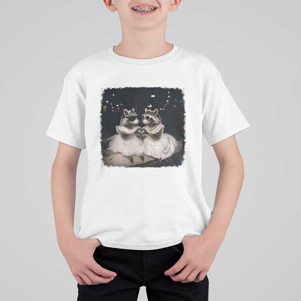 Funny Lesbian Raccoon Engagement T Shirt For Kid LGBTQ Pride Gift