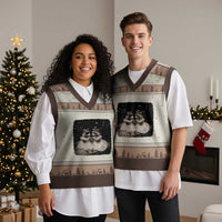 Funny Lesbian Raccoon Engagement V-Neck Knit Sweater Vest LGBTQ Pride Gift
