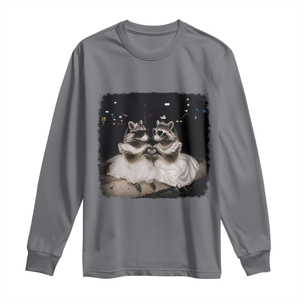 Funny Lesbian Raccoon Engagement Long Sleeve Shirt LGBTQ Pride Gift
