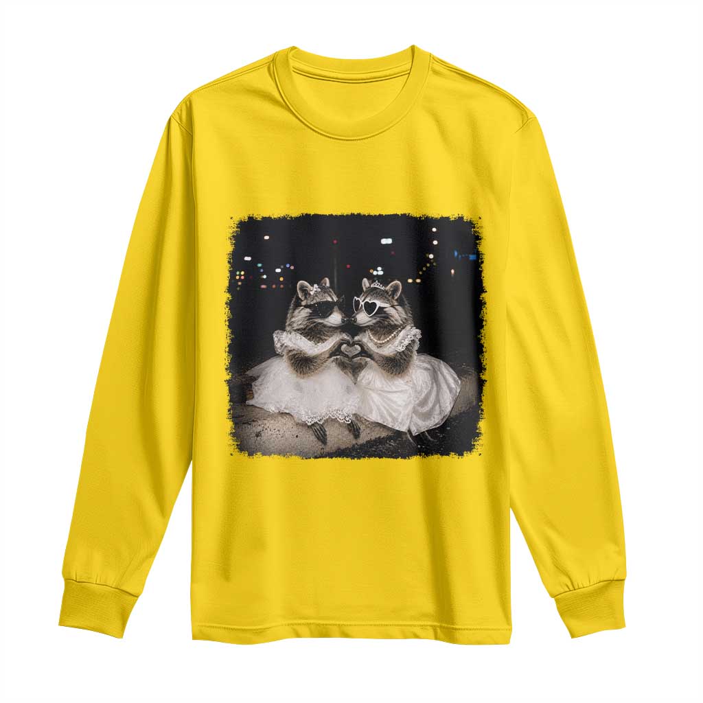 Funny Lesbian Raccoon Engagement Long Sleeve Shirt LGBTQ Pride Gift