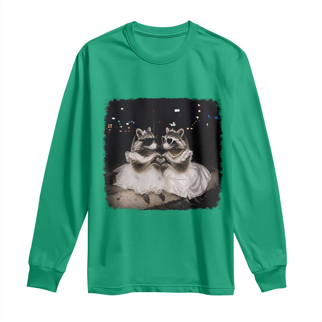 Funny Lesbian Raccoon Engagement Long Sleeve Shirt LGBTQ Pride Gift