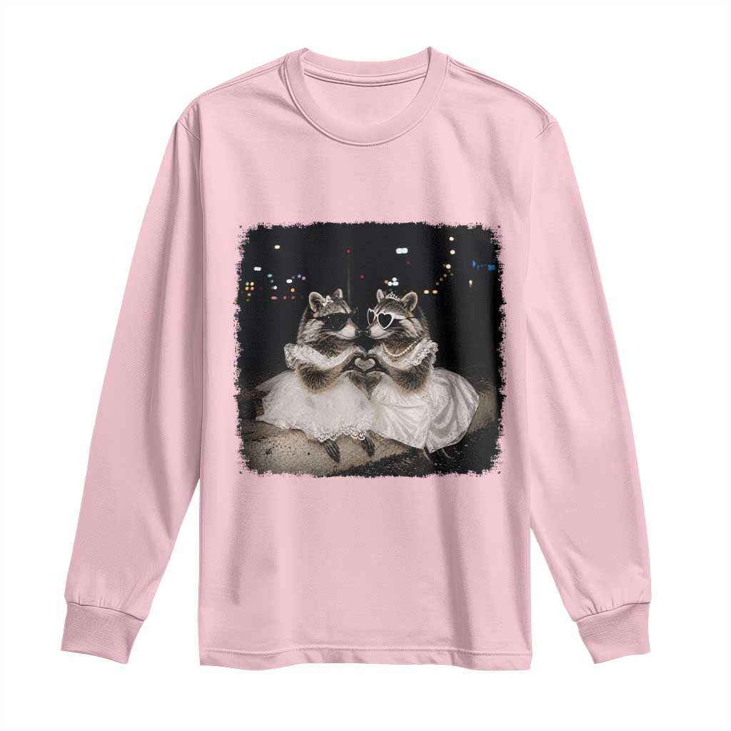 Funny Lesbian Raccoon Engagement Long Sleeve Shirt LGBTQ Pride Gift