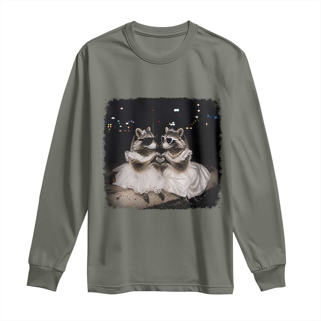 Funny Lesbian Raccoon Engagement Long Sleeve Shirt LGBTQ Pride Gift