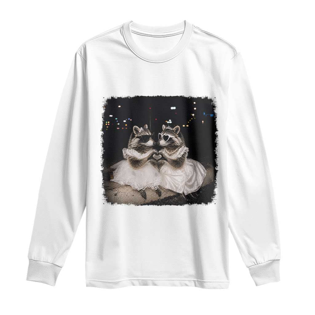 Funny Lesbian Raccoon Engagement Long Sleeve Shirt LGBTQ Pride Gift
