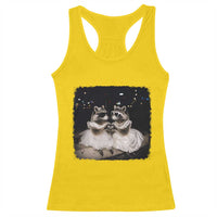Funny Lesbian Raccoon Engagement Racerback Tank Top LGBTQ Pride Gift
