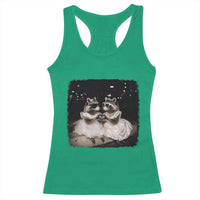 Funny Lesbian Raccoon Engagement Racerback Tank Top LGBTQ Pride Gift