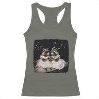 Funny Lesbian Raccoon Engagement Racerback Tank Top LGBTQ Pride Gift