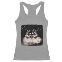 Funny Lesbian Raccoon Engagement Racerback Tank Top LGBTQ Pride Gift