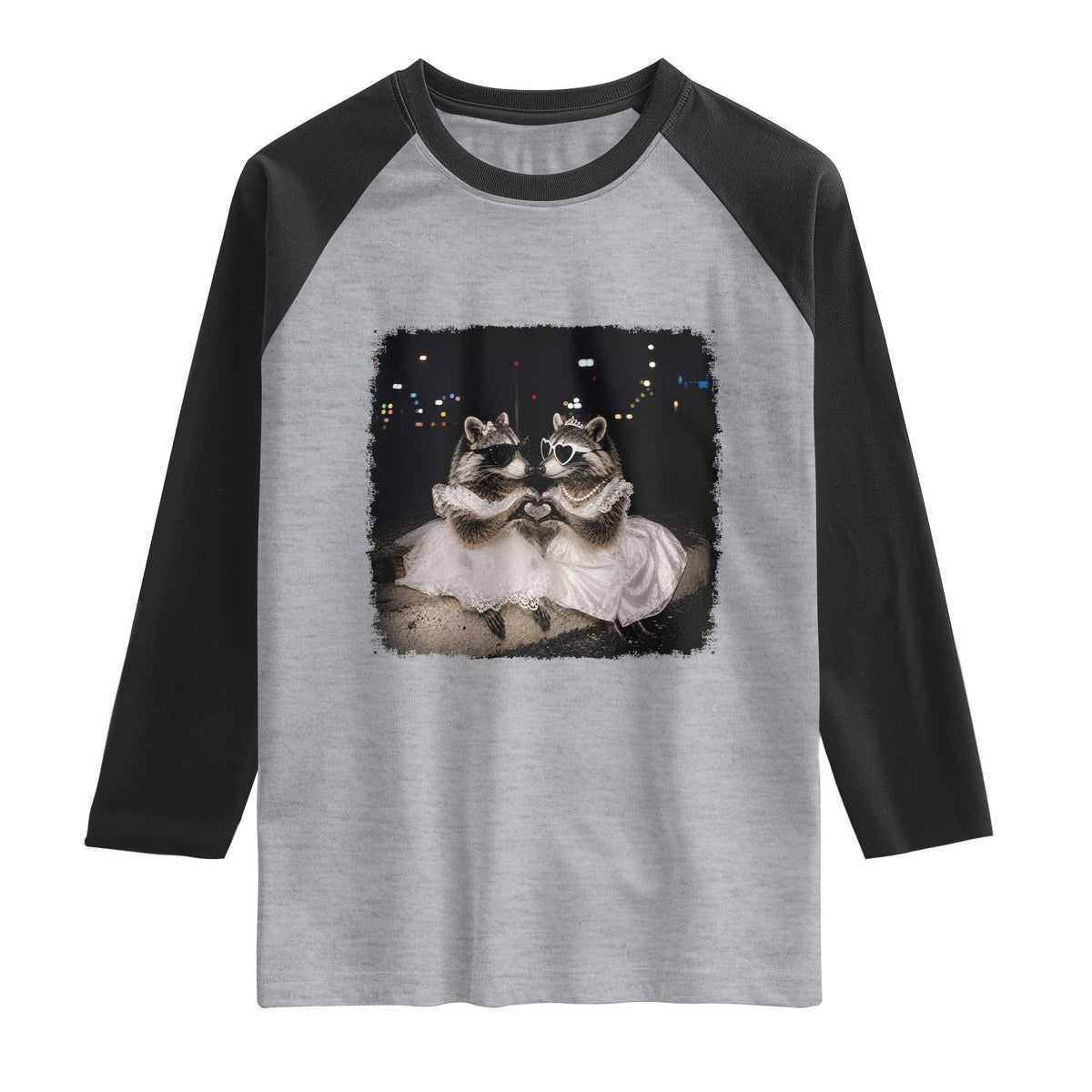 Funny Lesbian Raccoon Engagement Raglan Shirt LGBTQ Pride Gift