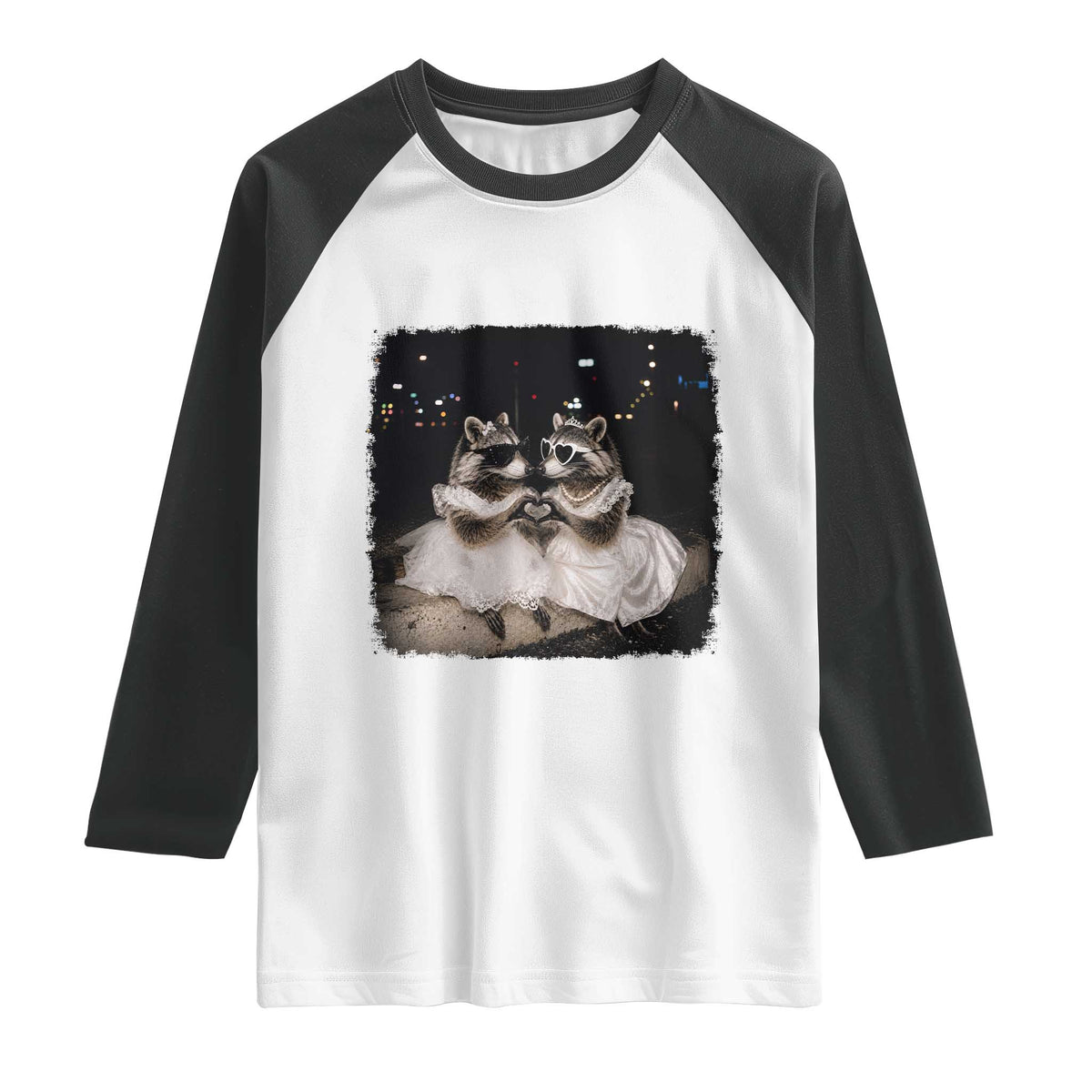 Funny Lesbian Raccoon Engagement Raglan Shirt LGBTQ Pride Gift