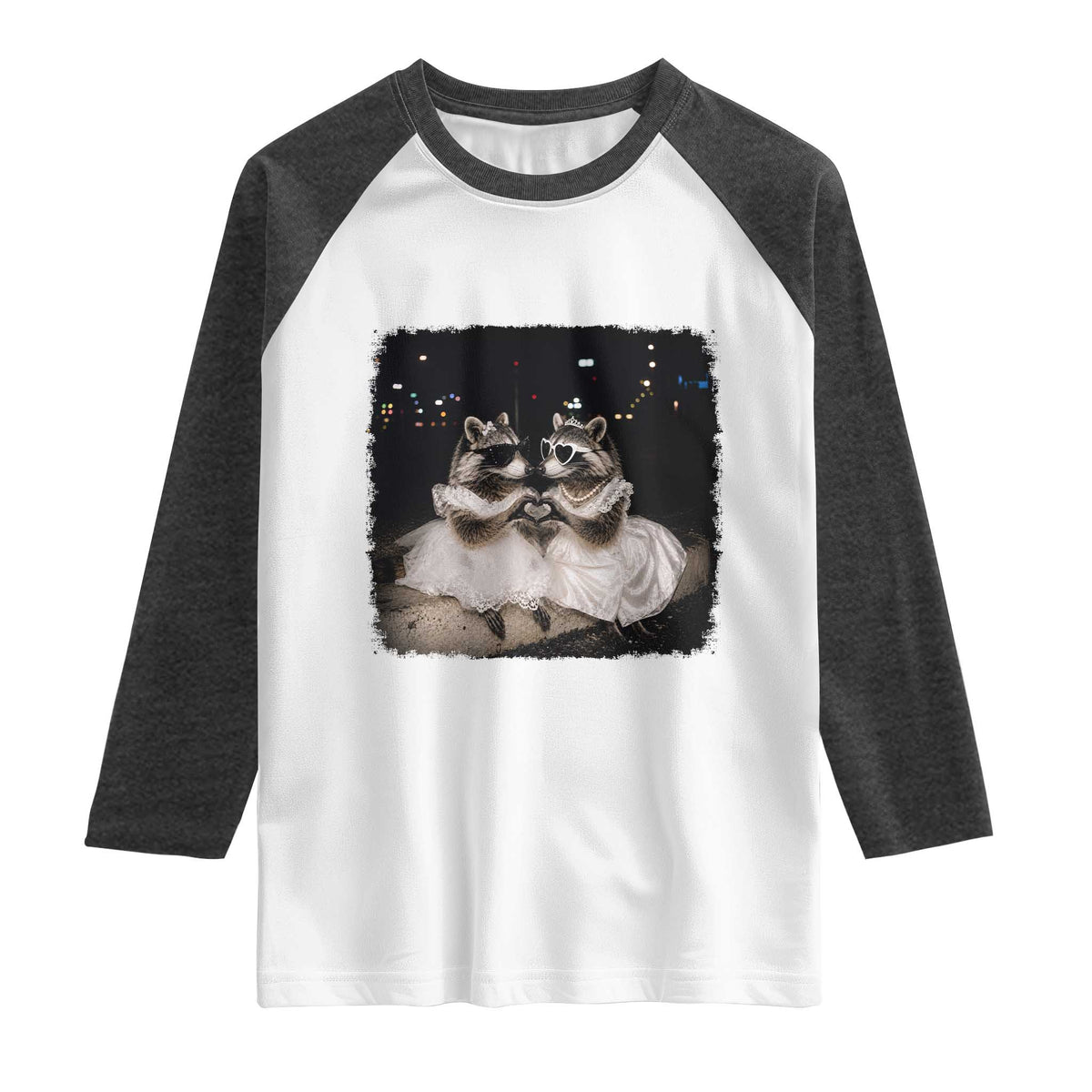 Funny Lesbian Raccoon Engagement Raglan Shirt LGBTQ Pride Gift