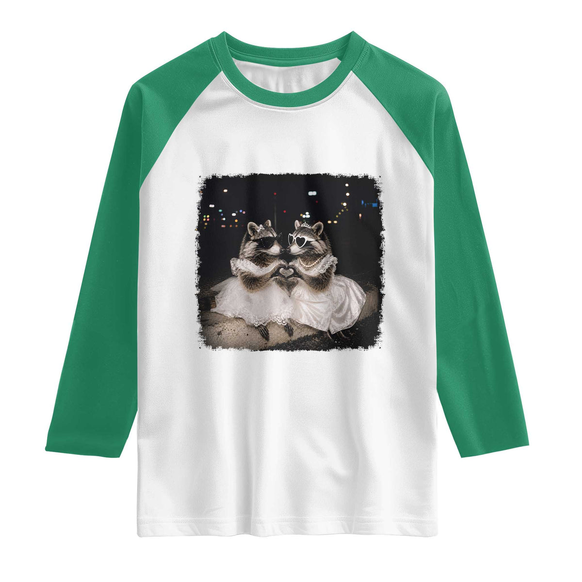 Funny Lesbian Raccoon Engagement Raglan Shirt LGBTQ Pride Gift
