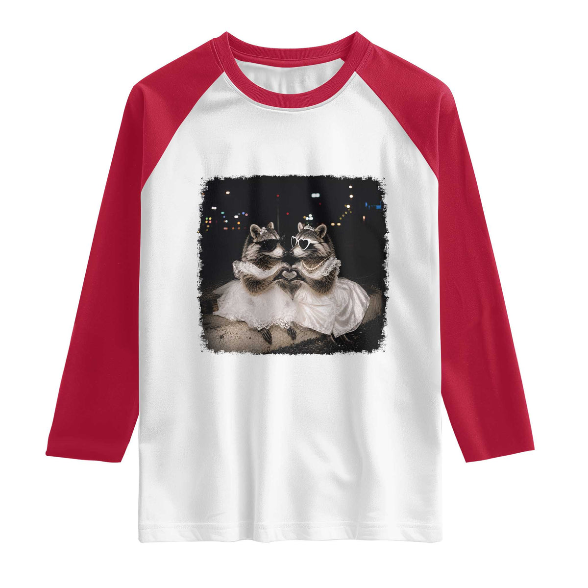 Funny Lesbian Raccoon Engagement Raglan Shirt LGBTQ Pride Gift