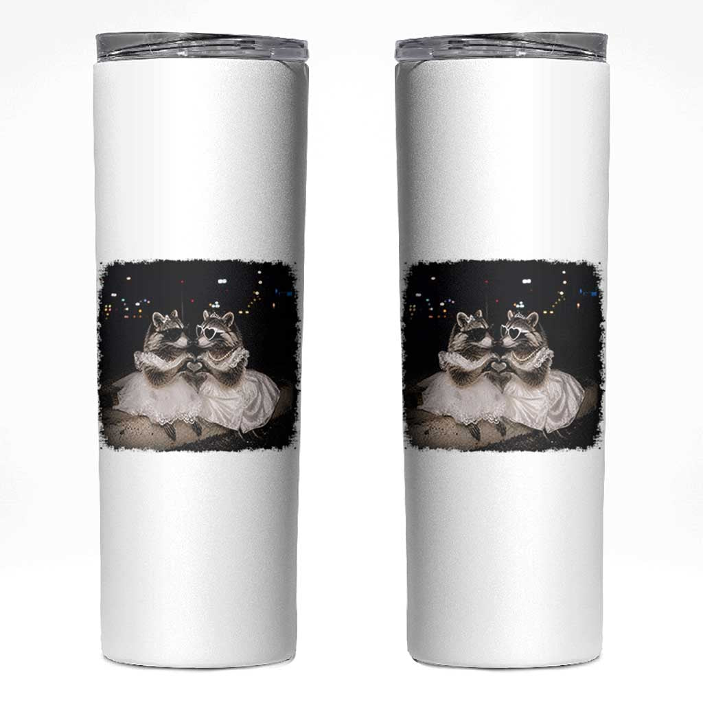 Funny Lesbian Raccoon Engagement Skinny Tumbler LGBTQ Pride Gift