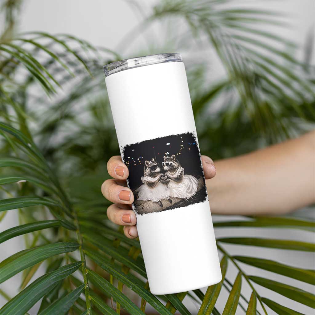 Funny Lesbian Raccoon Engagement Skinny Tumbler LGBTQ Pride Gift