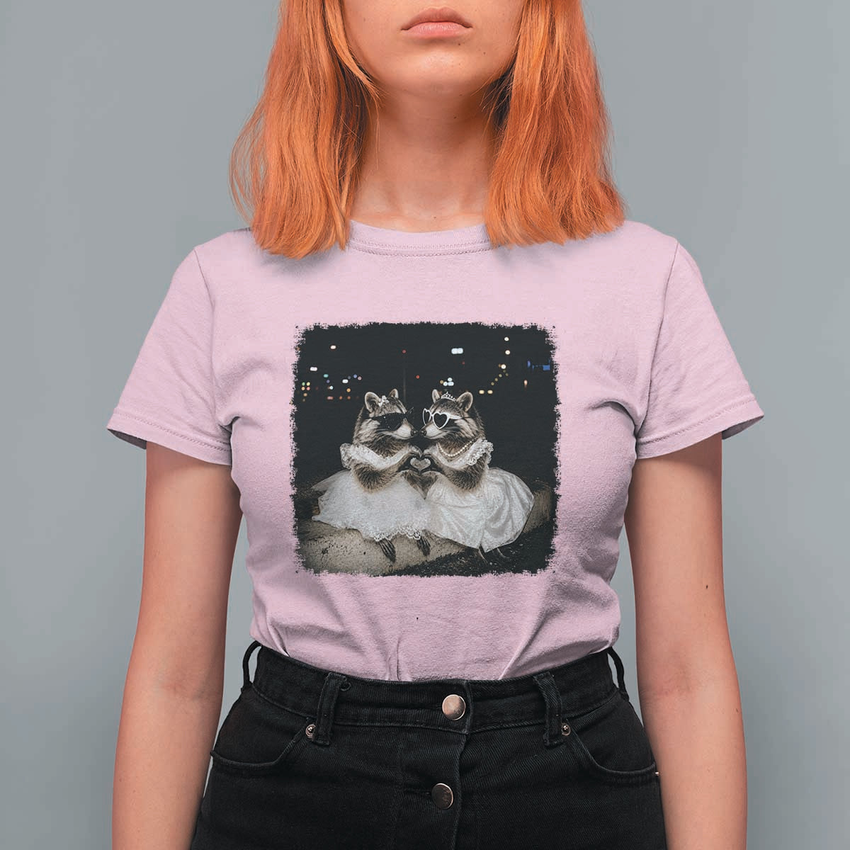 Funny Lesbian Raccoon Engagement T Shirt For Women LGBTQ Pride Gift