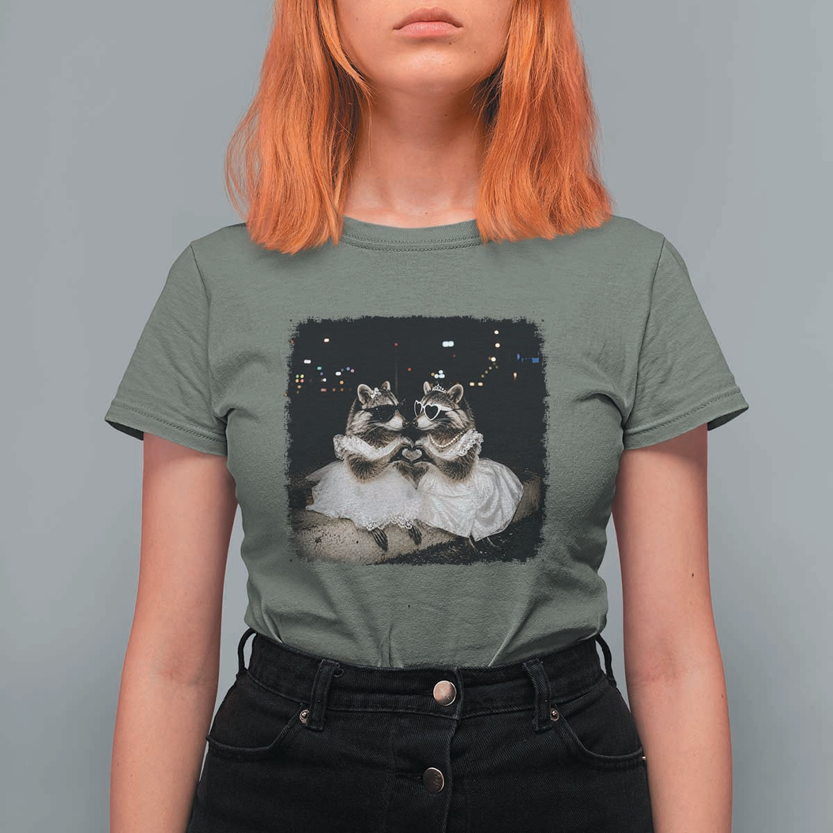 Funny Lesbian Raccoon Engagement T Shirt For Women LGBTQ Pride Gift