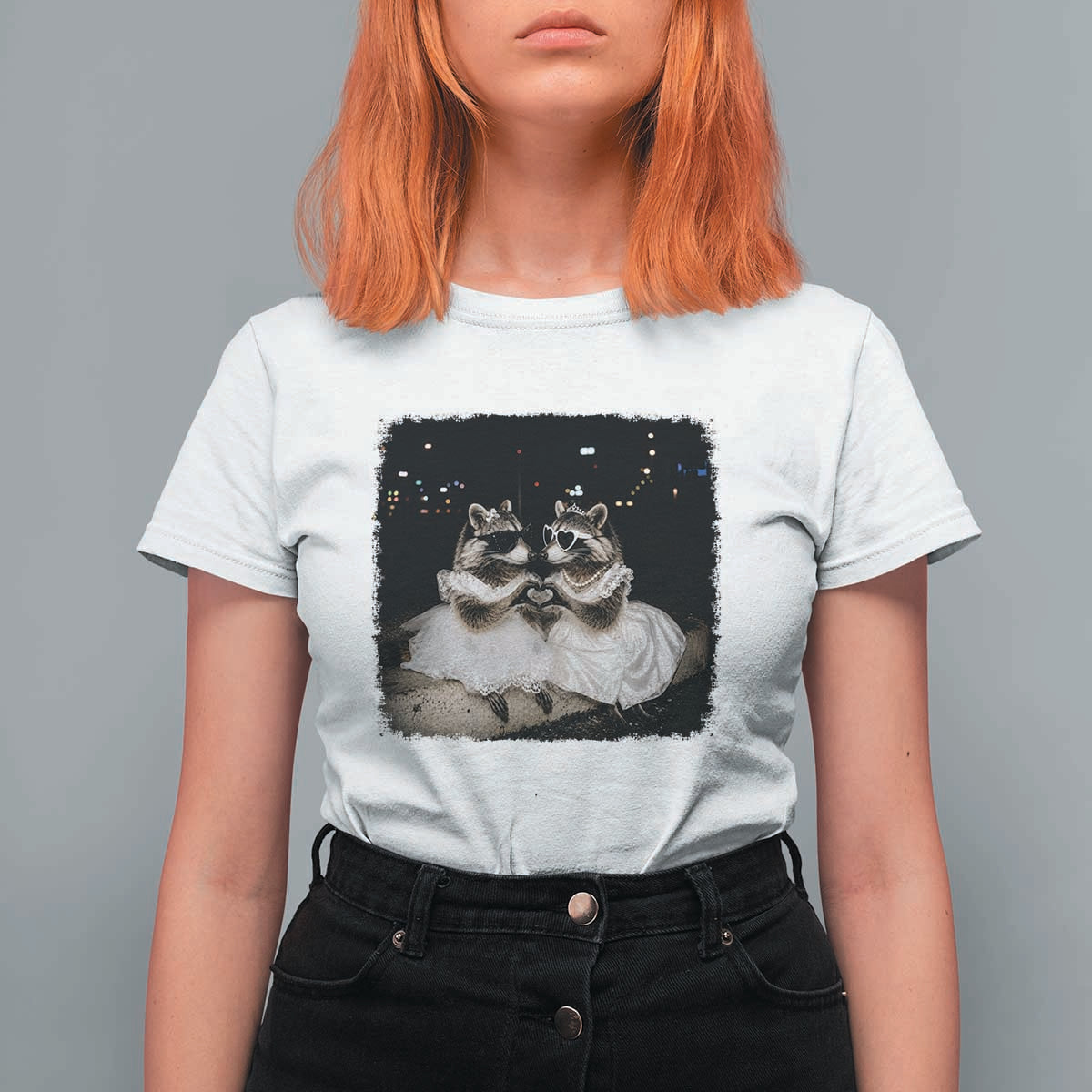 Funny Lesbian Raccoon Engagement T Shirt For Women LGBTQ Pride Gift