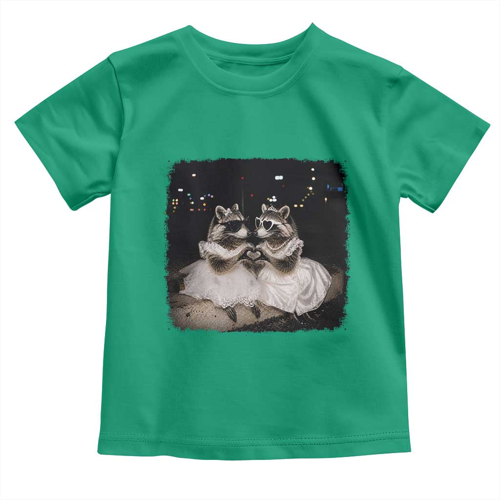 Funny Lesbian Raccoon Engagement Toddler T Shirt LGBTQ Pride Gift