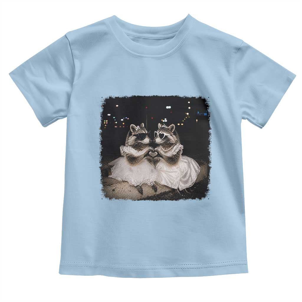 Funny Lesbian Raccoon Engagement Toddler T Shirt LGBTQ Pride Gift