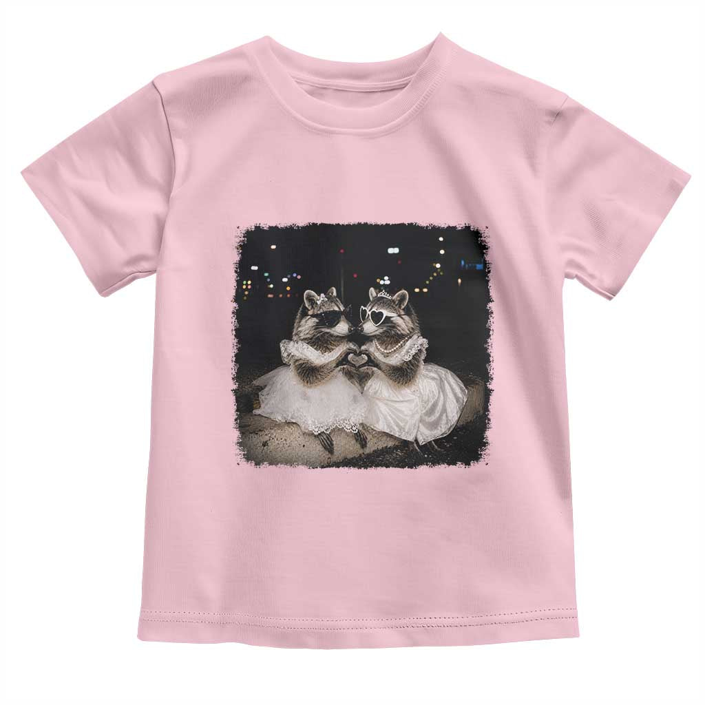 Funny Lesbian Raccoon Engagement Toddler T Shirt LGBTQ Pride Gift