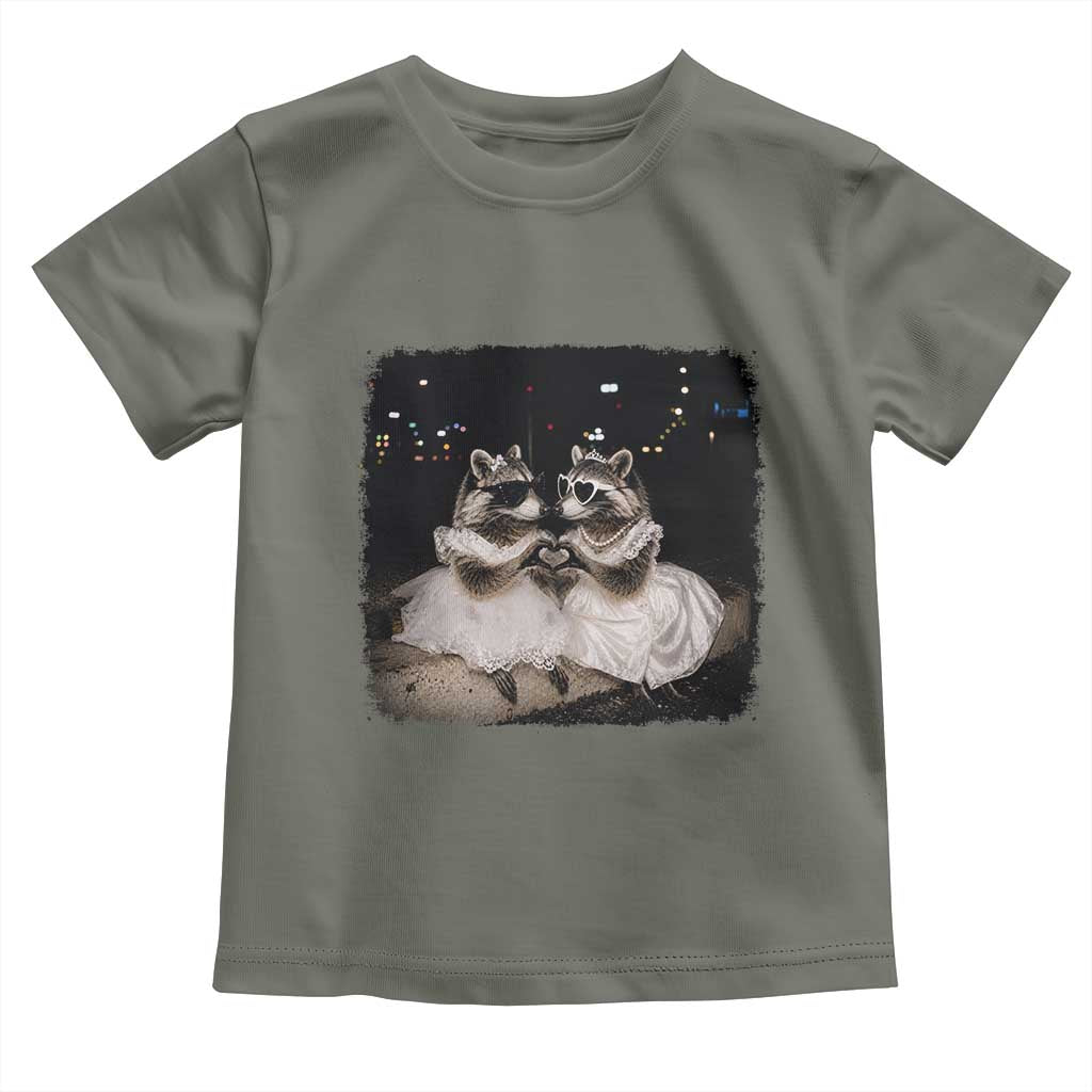 Funny Lesbian Raccoon Engagement Toddler T Shirt LGBTQ Pride Gift
