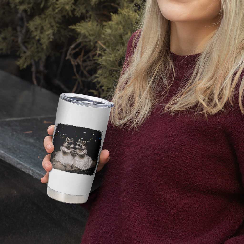 Funny Lesbian Raccoon Engagement Tumbler Cup LGBTQ Pride Gift