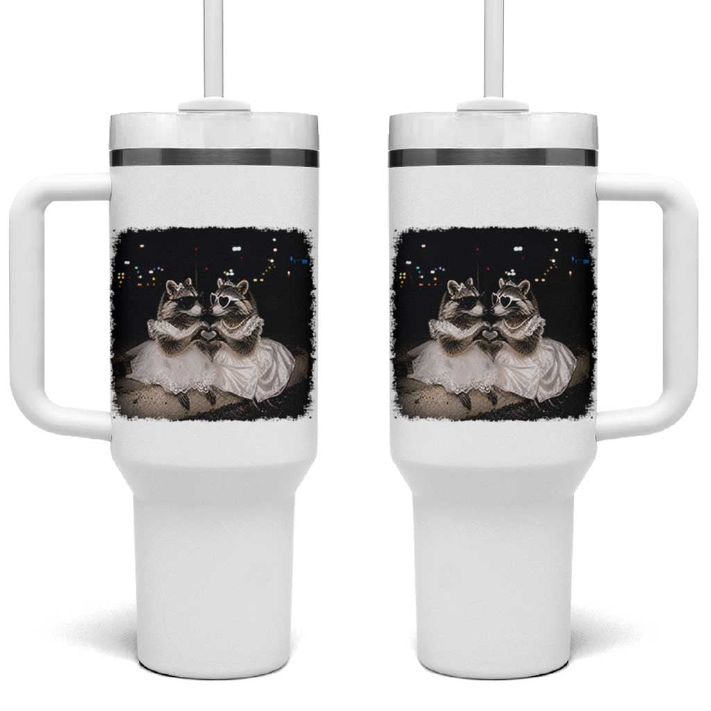 Funny Lesbian Raccoon Engagement Tumbler With Handle LGBTQ Pride Gift