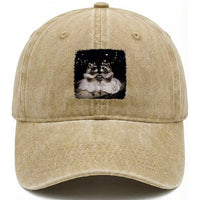 Funny Lesbian Raccoon Engagement Washed Cotton Baseball Cap LGBTQ Pride Gift