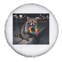 Raccoon Eating Baguette Graphic Spare Tire Cover Humorous Gay Pride Gift