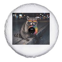 Raccoon Eating Baguette Graphic Spare Tire Cover Humorous Gay Pride Gift