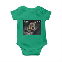 Raccoon Eating Baguette Graphic Baby Onesie Humorous Gay Pride Gift