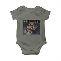 Raccoon Eating Baguette Graphic Baby Onesie Humorous Gay Pride Gift