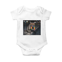 Raccoon Eating Baguette Graphic Baby Onesie Humorous Gay Pride Gift