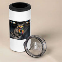 Raccoon Eating Baguette Graphic 4 in 1 Can Cooler Tumbler Humorous Gay Pride Gift