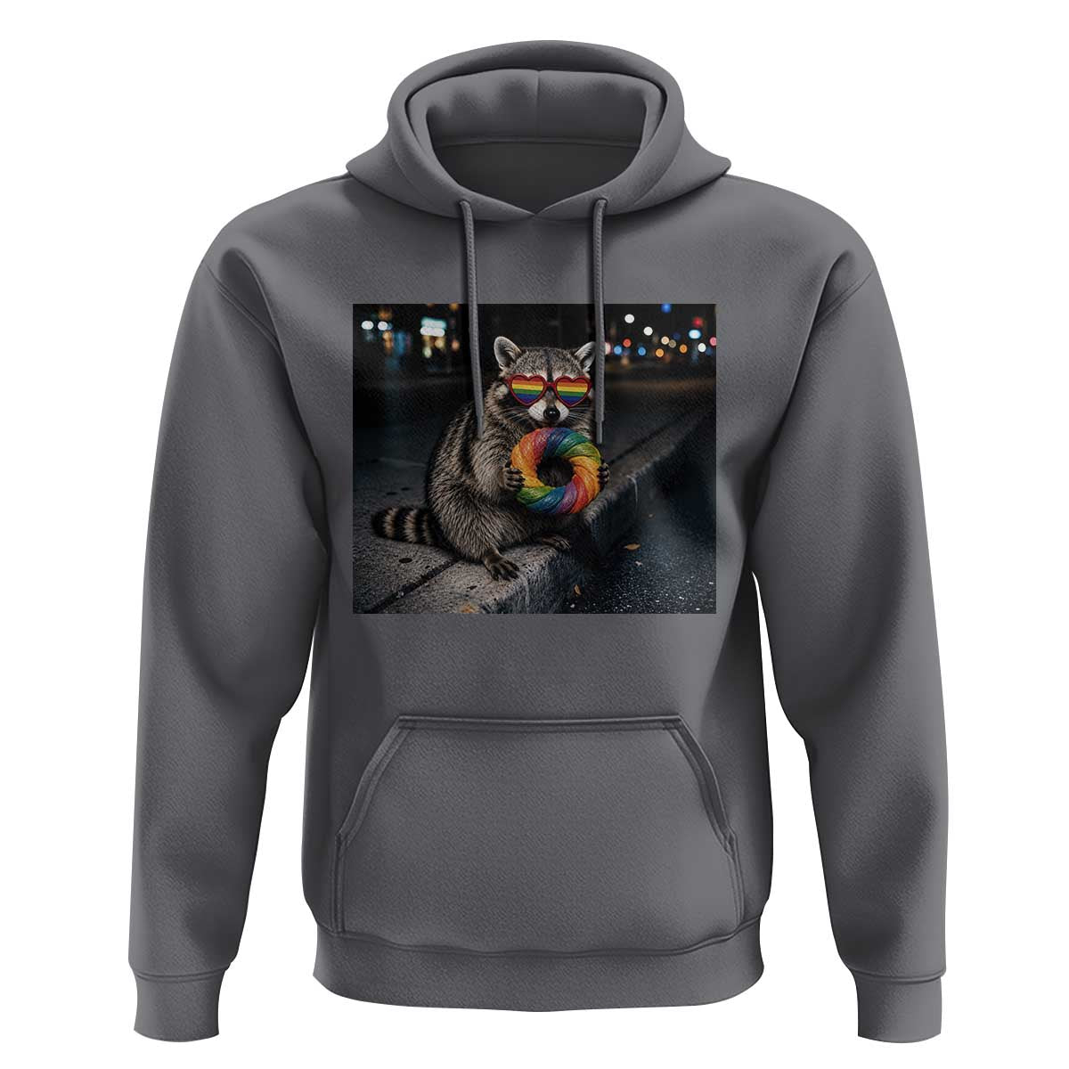 Raccoon Eating Baguette Graphic Hoodie Humorous Gay Pride Gift