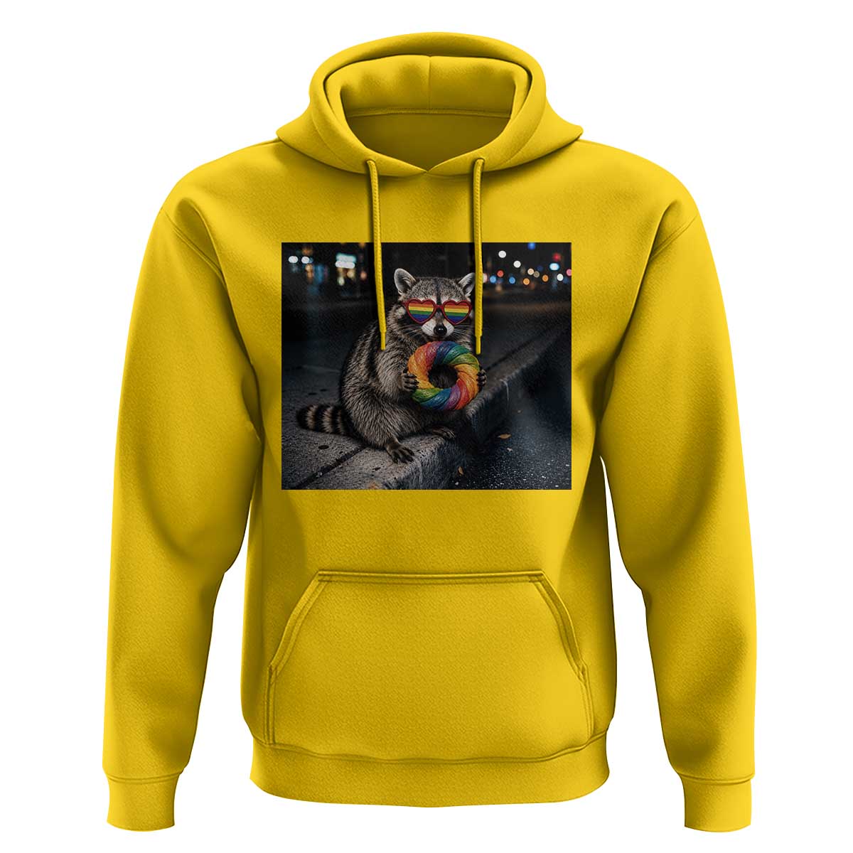 Raccoon Eating Baguette Graphic Hoodie Humorous Gay Pride Gift