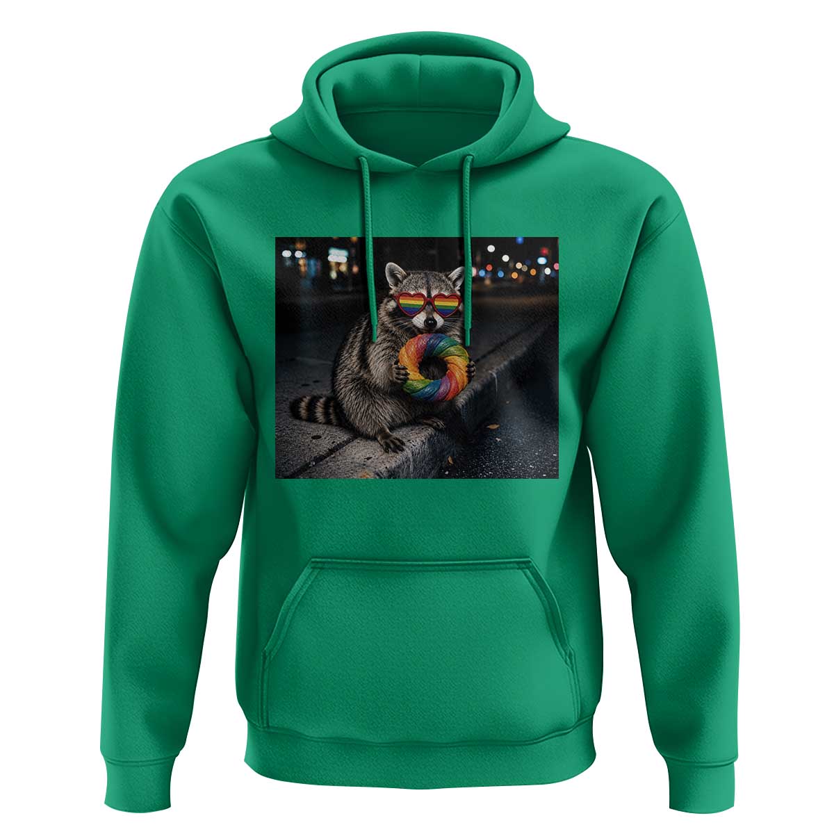 Raccoon Eating Baguette Graphic Hoodie Humorous Gay Pride Gift