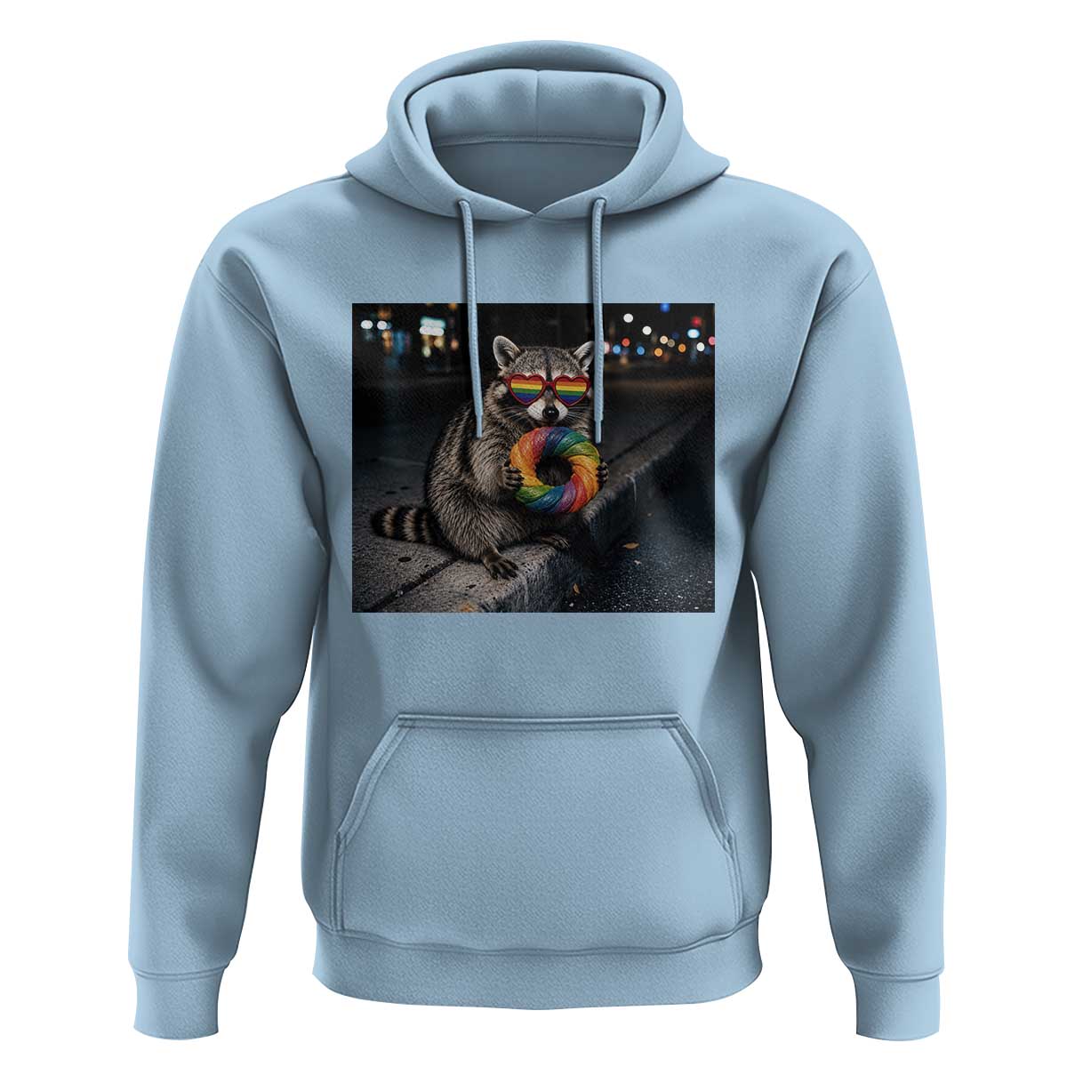 Raccoon Eating Baguette Graphic Hoodie Humorous Gay Pride Gift