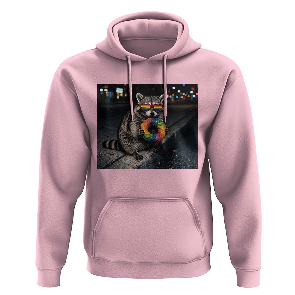 Raccoon Eating Baguette Graphic Hoodie Humorous Gay Pride Gift