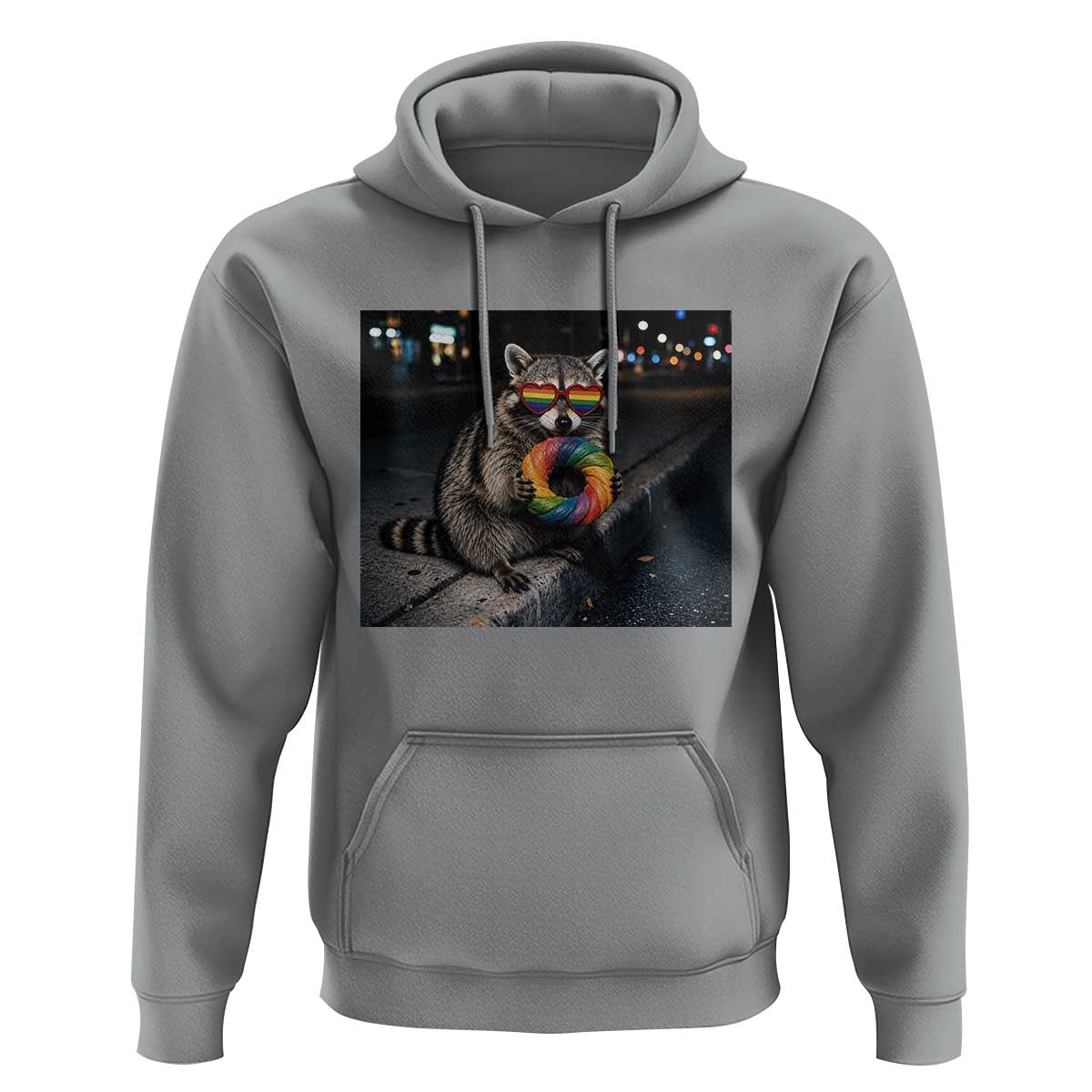 Raccoon Eating Baguette Graphic Hoodie Humorous Gay Pride Gift