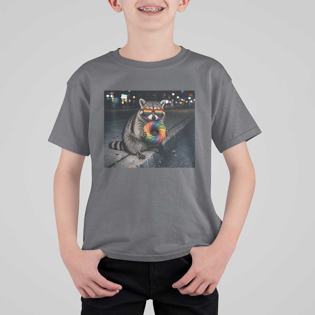 Raccoon Eating Baguette Graphic T Shirt For Kid Humorous Gay Pride Gift