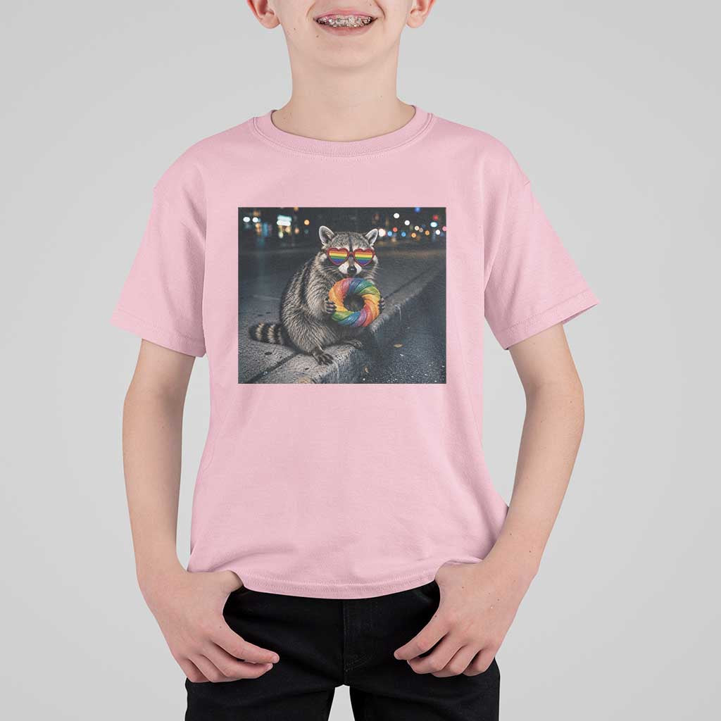 Raccoon Eating Baguette Graphic T Shirt For Kid Humorous Gay Pride Gift