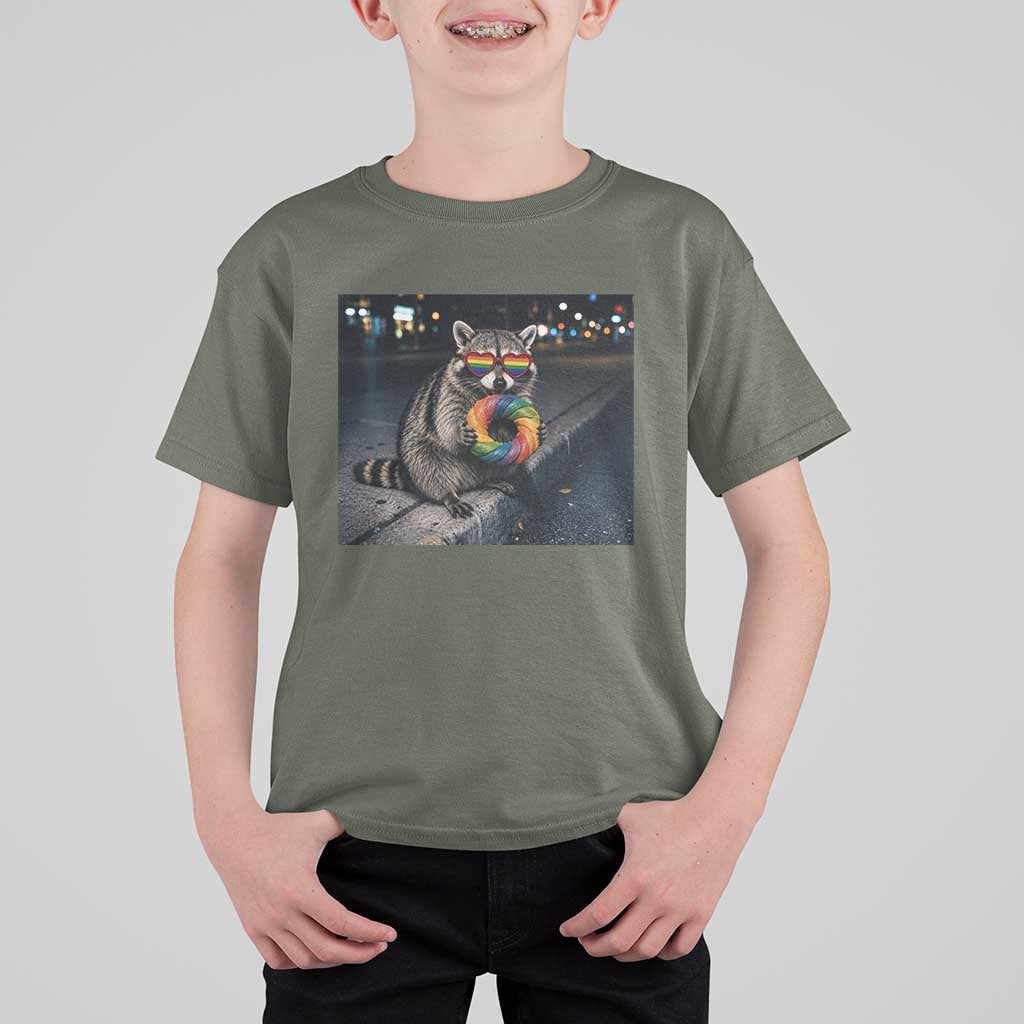 Raccoon Eating Baguette Graphic T Shirt For Kid Humorous Gay Pride Gift