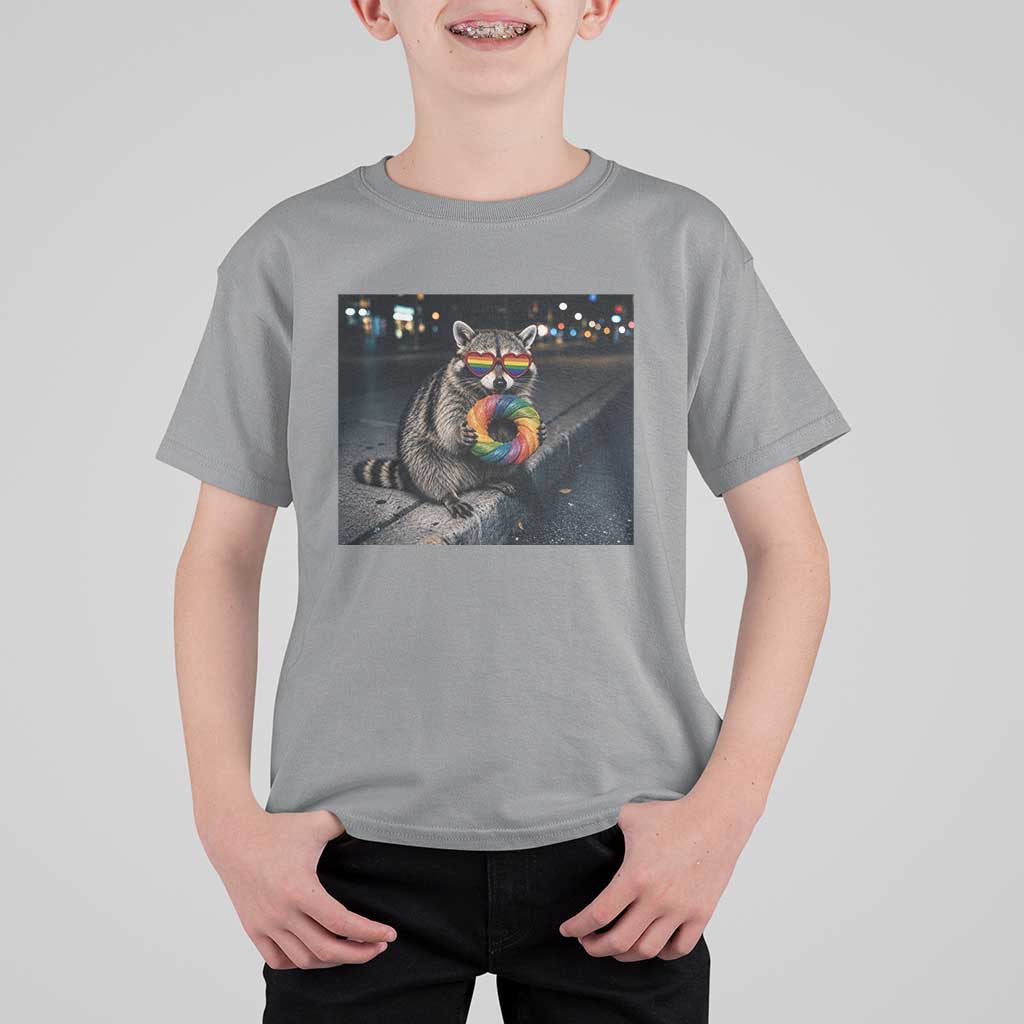 Raccoon Eating Baguette Graphic T Shirt For Kid Humorous Gay Pride Gift