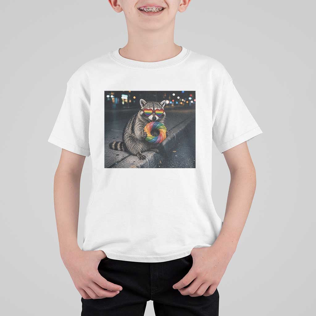Raccoon Eating Baguette Graphic T Shirt For Kid Humorous Gay Pride Gift