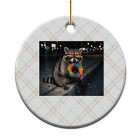 Raccoon Eating Baguette Graphic Ceramic Ornament Humorous Gay Pride Gift