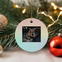 Raccoon Eating Baguette Graphic Ceramic Ornament Humorous Gay Pride Gift